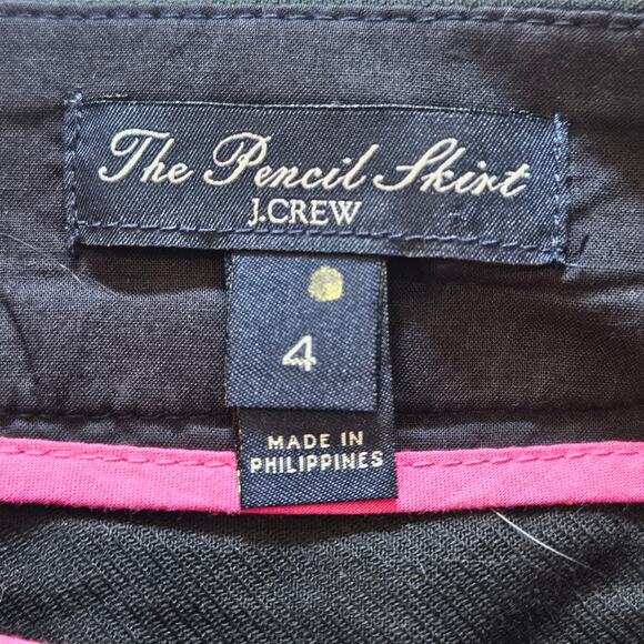 J. Crew The Pencil Skirt Size 4 Grey Back Slit Pockets Lined 100% Cotton FLAW - Picture 11 of 13